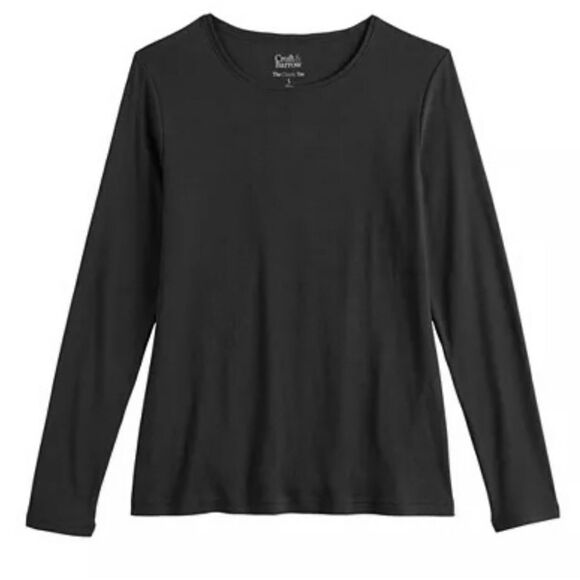 Croft & Barrow® Crewneck Women's Black Long-Sleeve Tee - Picture 2 of 13